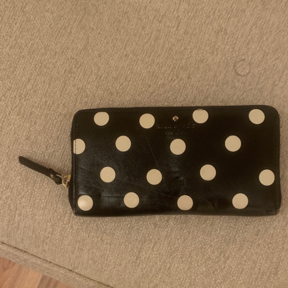 Kate Spade Black and Cream Polka Dot Wallet